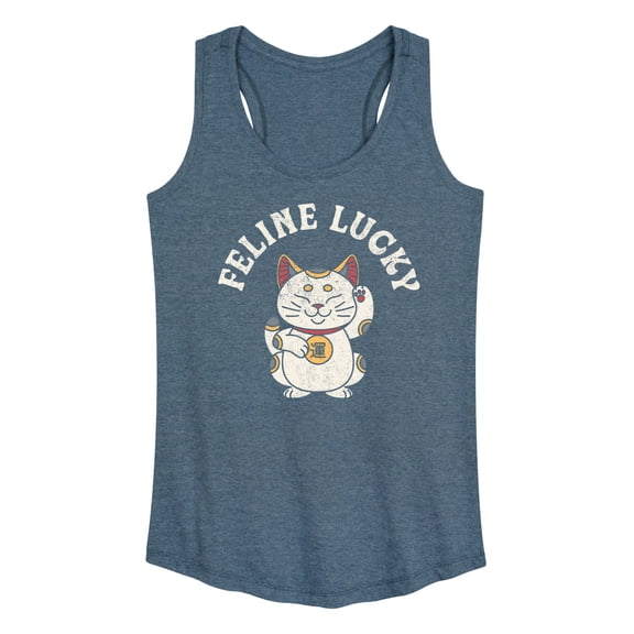 Instant Message - Feline Lucky Graphic Racerback Tank