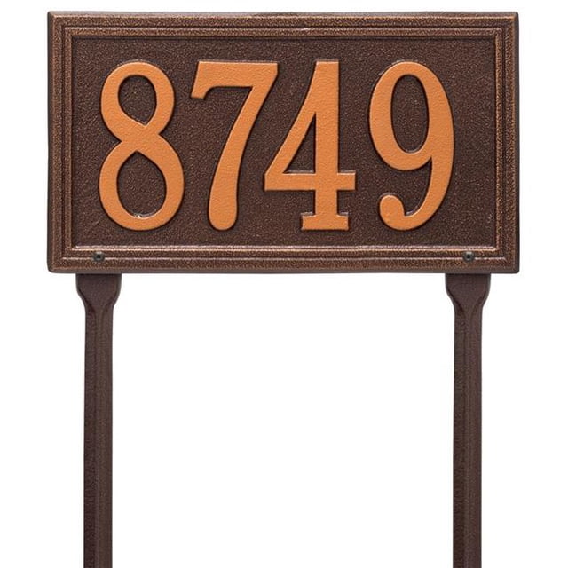 Whitehall Products 6122AC Standard Lawn One Line Double Line Address Plaque, Antique Copper