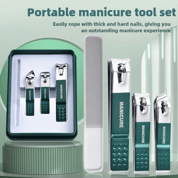 2024 Heavy Duty Nail Clippers Set with Glass File for Thick Ingrown Nails - Stainless Stee