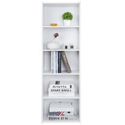 SparkTrend 5-Shelf Bookcase 52 Inch Wood Bookshelf Open Shelf Freestanding Display Storage Rack Organizer for Home, Office, Study Room, Bedroom, White