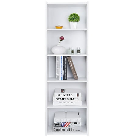 5-Tier Reversible Color Open Shelf Bookcase Bookcase Bookshelf Storage White