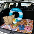 thumbnail image 2 of Jeiento Retro Wave Daisy Car Trunk Mat 29"x39", Scratch Resistant Washable Rear Cargo Liner Boho Floral Car Accessory, 2 of 7