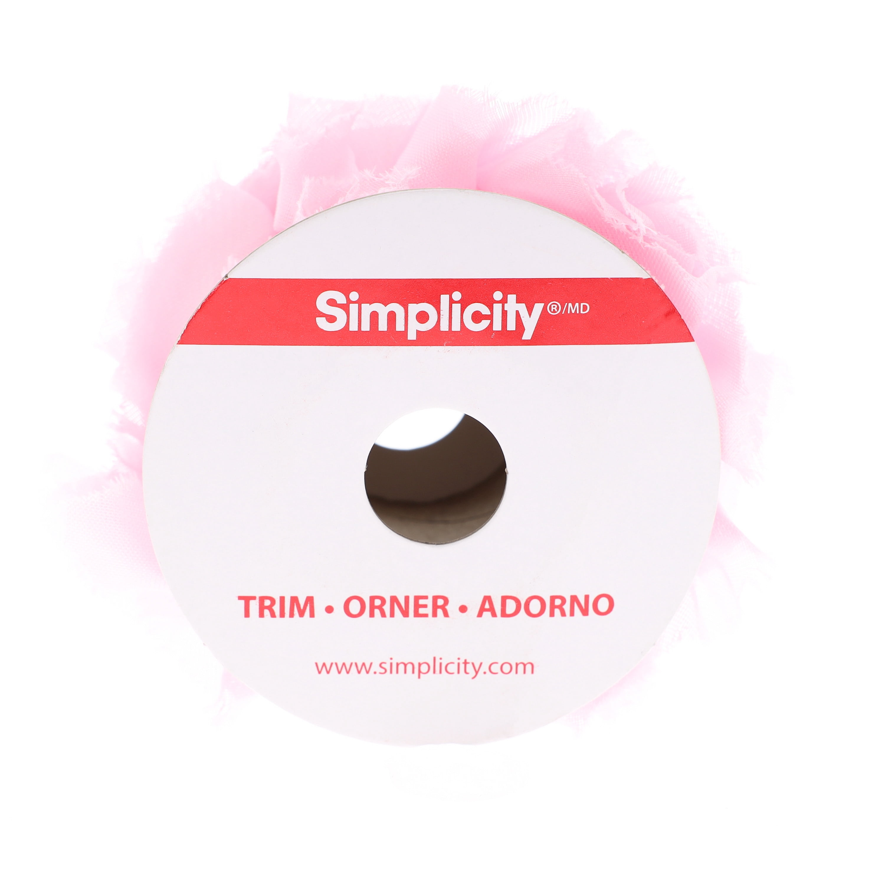 Simplicity Trim, Pink 2 inch Large Ribbon Rose Trim Great for Apparel, Home Decorating, and Crafts, 1 Yard, 1 Each