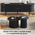 thumbnail image 6 of VANACC Mid Century Modern TV Console, 70" Tambour Door Cabinet with Wood Legs for Living Room, Black, 6 of 8
