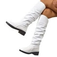 thumbnail image 4 of Women's Wide Calf Knee High Boots Block High Heel Slouchy Long Riding Boot (White 40), 4 of 8