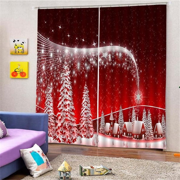 Cortina de la ventana de Navidad Yotijar Luz roja 150x166cm