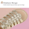 thumbnail image 2 of HOMEHOT Toddler Girl Sandals for Summer Gladiator Cross-tied Zipper Flat Sandals with Strappy Ankle Zipper Toddler 10 Gold, 2 of 6