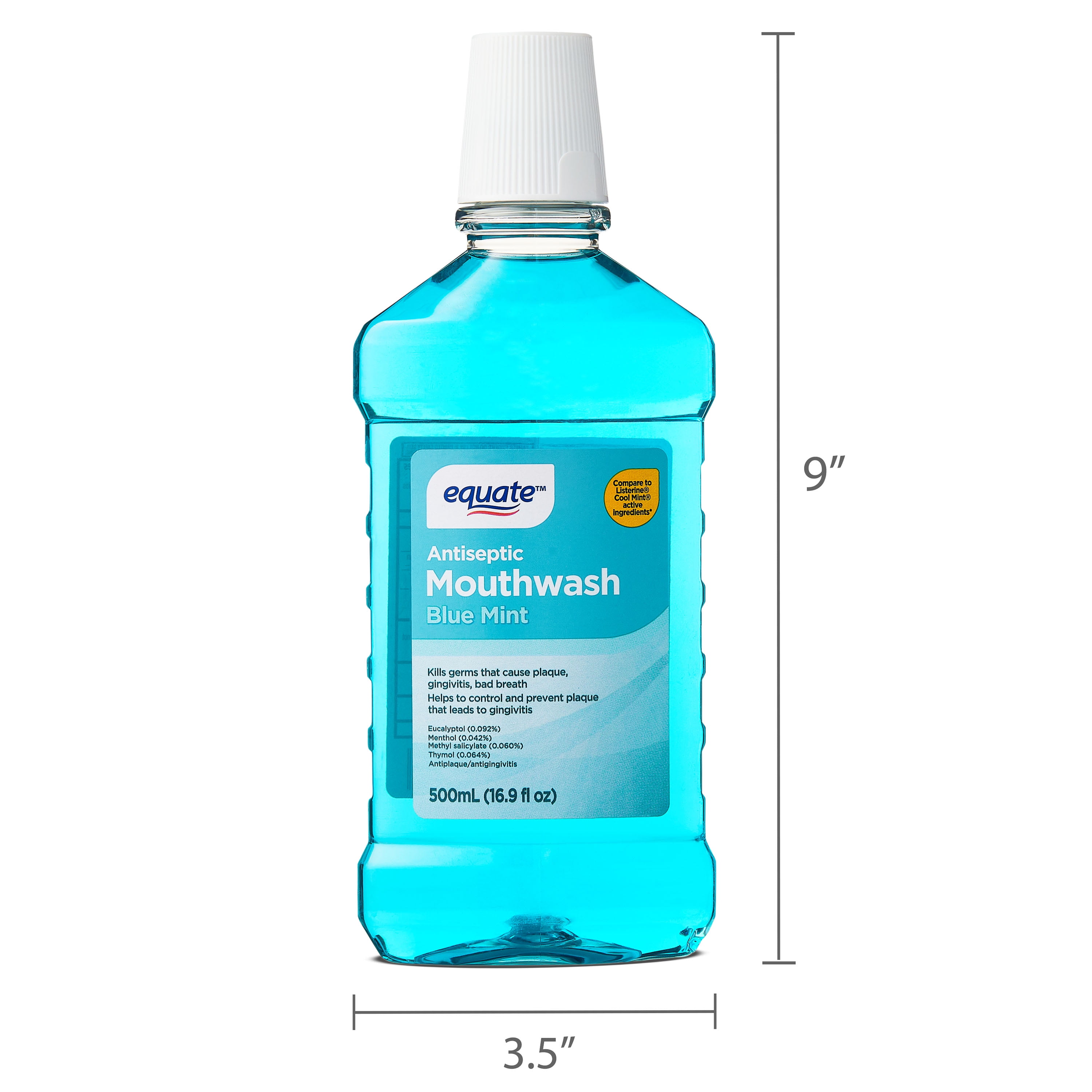 Equate Antiseptic Mouthwash, Blue Mint, 500 mL