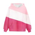 thumbnail image 5 of AJTQTH Kids Girls Color Block Hoodie Tops Lightweight Casual Fall Long Sleeve Hooded Pullover Sweatshirts Fashion Fleece Lined Warm Outfit Clothes with Pockets Hot Pink 7-8 Years, 5 of 6