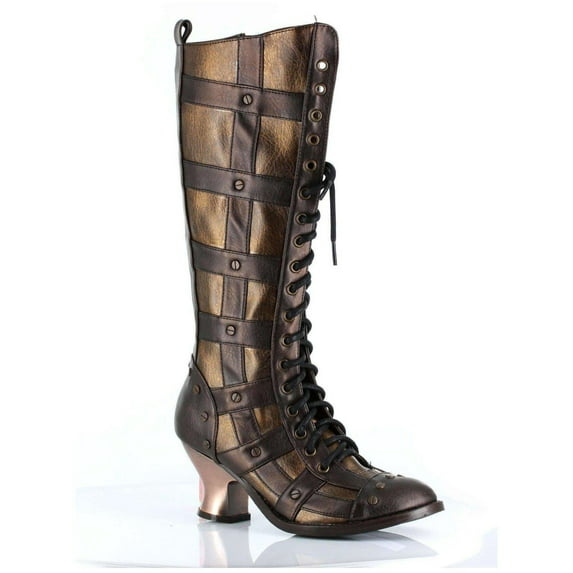 Hades Shoes H-Dome 2 inch Lace-up Retro Knee Boot Brown / 8