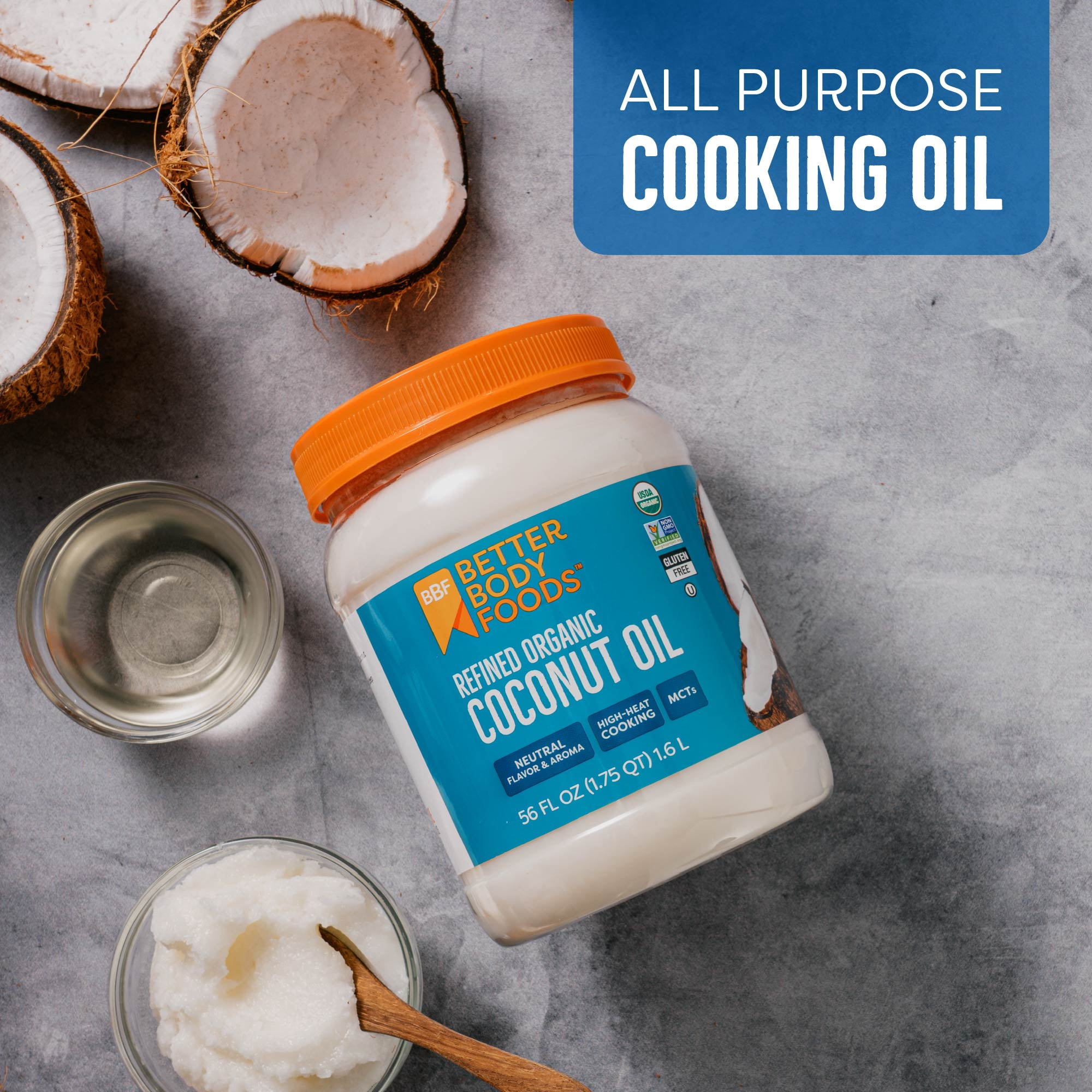 (4 pack) BetterBody Foods Refined Organic Coconut Oil, 56 fl oz