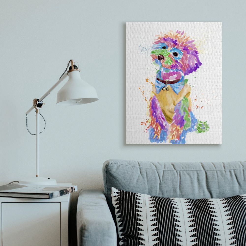 Stupell Industries Colorful Fun Pet Dog Portrait Stylish Bichon Design Canvas Wall Art Design by Ziwei Li, 30" x 40"