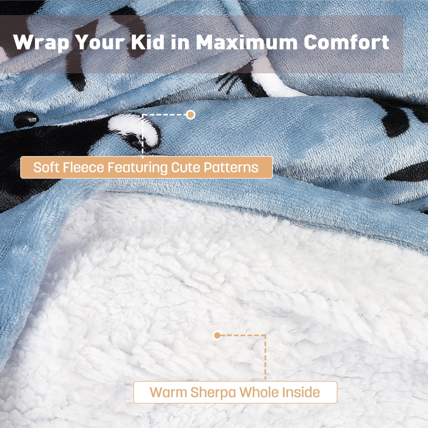 Catalonia Oversized Blanket Sweatshirt, Sherpa  Fleece Hoodie, Super Soft Warm Comfortable Pullover with Large Front Pocket for Boys Girls Teens Kids(7-13 yr)