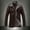 Brown, variant on AOOCHASLIY Fall Clothes Mens Solid Casual Thicken Stand-up Collar Leather Single-breasted Jacket
