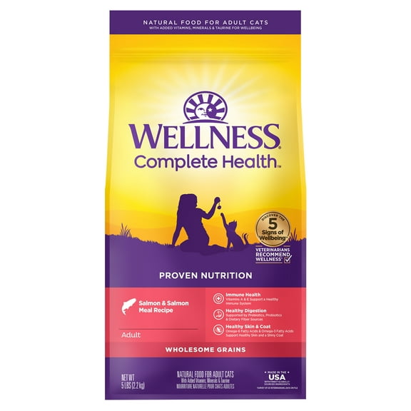 Wellness Complete Health Dry Cat Food, Salmon & Salmon Meal Recipe, 5lb Bag