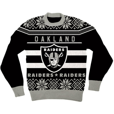 Oakland Raiders Football Jersey - NFL Oakland Raiders Logo Adult Black Football Ugly Christmas Sweater