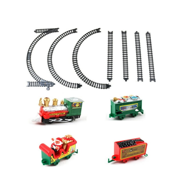 Compact Electric Train Track Building Set, Christmas-Themed STEM Toy for Kids, Portable Railway System with Motorized Engine