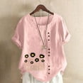 thumbnail image 2 of Sexlip Womens Swimsuit Set Floral Embroidery Cover Up Design Asymmetric Hem 3/4 Sleeve Loose Silhouette Soft Fabric for Summer Water Activities Pink XXL, 2 of 4