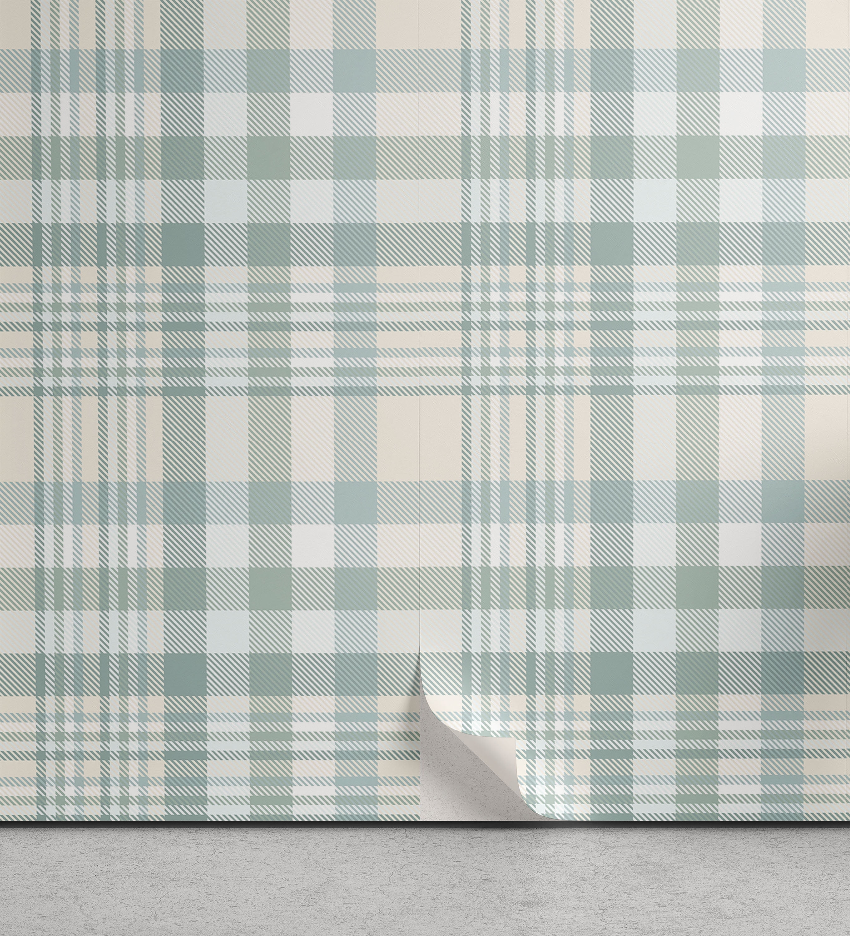 Muted Colors Peel & Stick Wallpaper, Continuous Concept Pastel Plaid