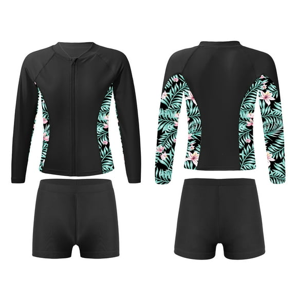 iiniim Girls 2 Piece Rash Guard Swim Shirt Shorts Swimsuits Tankini Bathing Suit UPF 50 Swimwear Lily 10