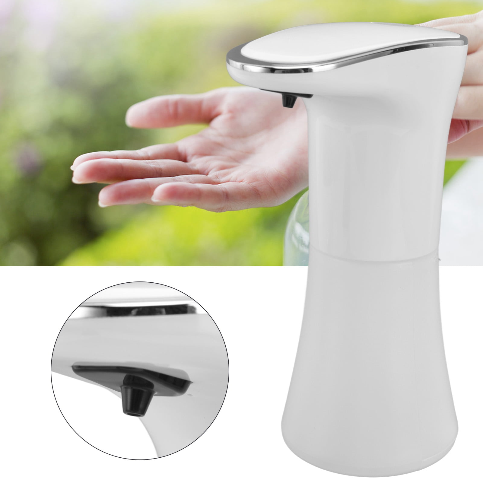 YAHHU Automatic Soap Dispenser 13.5 fl oz / 400 ml Touchless Smart Sensor Foam Pump USB Rechargeable Built in 800mAh Battery for Bathroom Hotel Kitchen Countertop Free Standing White Design