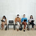 thumbnail image 2 of VINGLI Grey Waiting Room Chairs, 5-Pack PU Church Chairs Conference Room Chairs Stackable Chairs, Office Guest Chairs & Reception Chairs Stacking Chairs for Meeting, Office Lobby, Simple&Space-Saving, 2 of 9