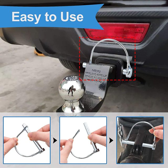 10 Uds. Pasador de bloqueo, pasador de bloqueo de eje de rosca redonda de 1/4 "-Pto Pin pasador de enganche de acoplador de seguridad, para remolques de granja jardín césped Banban ZefeiWu 9024735305378
