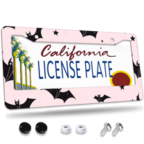 1 Pcs Bats and Stars License Plate Frame, License Plate Cover for Car Decorative Parts, Aluminum License Plate Bracket Holder Rust-Proof Weather-Proof for US Standard Car