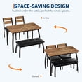 thumbnail image 6 of 4-Piece Dining Table Set - Kitchen Table With Upholstered Bench & 2 Chairs, Space-Saving for Apartments (Black/Grey/Brown), 6 of 8