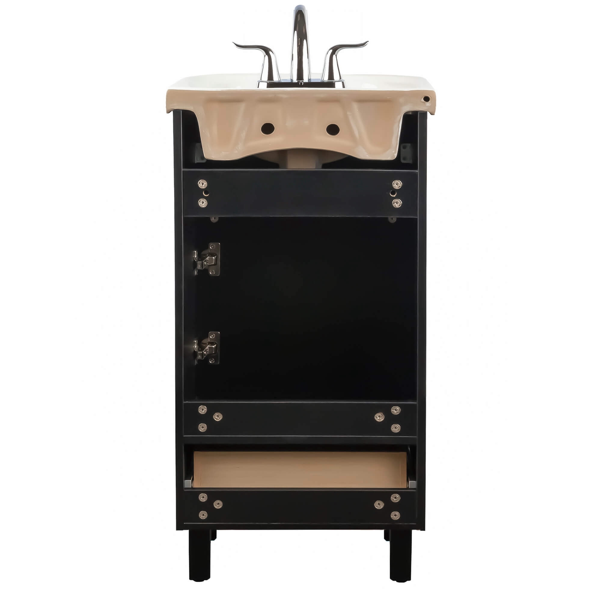 Fine Fixtures Petite 18 Inch Bathroom Vanity with Sink, Small Freestanding Bathroom Cabinet, Space-Saving Vanity Sink Combo, Satin Black