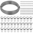 thumbnail image 1 of WWS-91 Pcs Kit de Suspension pour Photo, Crochets Muraux avec Fil, Vis, Anneau en D, Manchons en Boucle pour Cadre Photo, Miroir, Art, 1 of 4