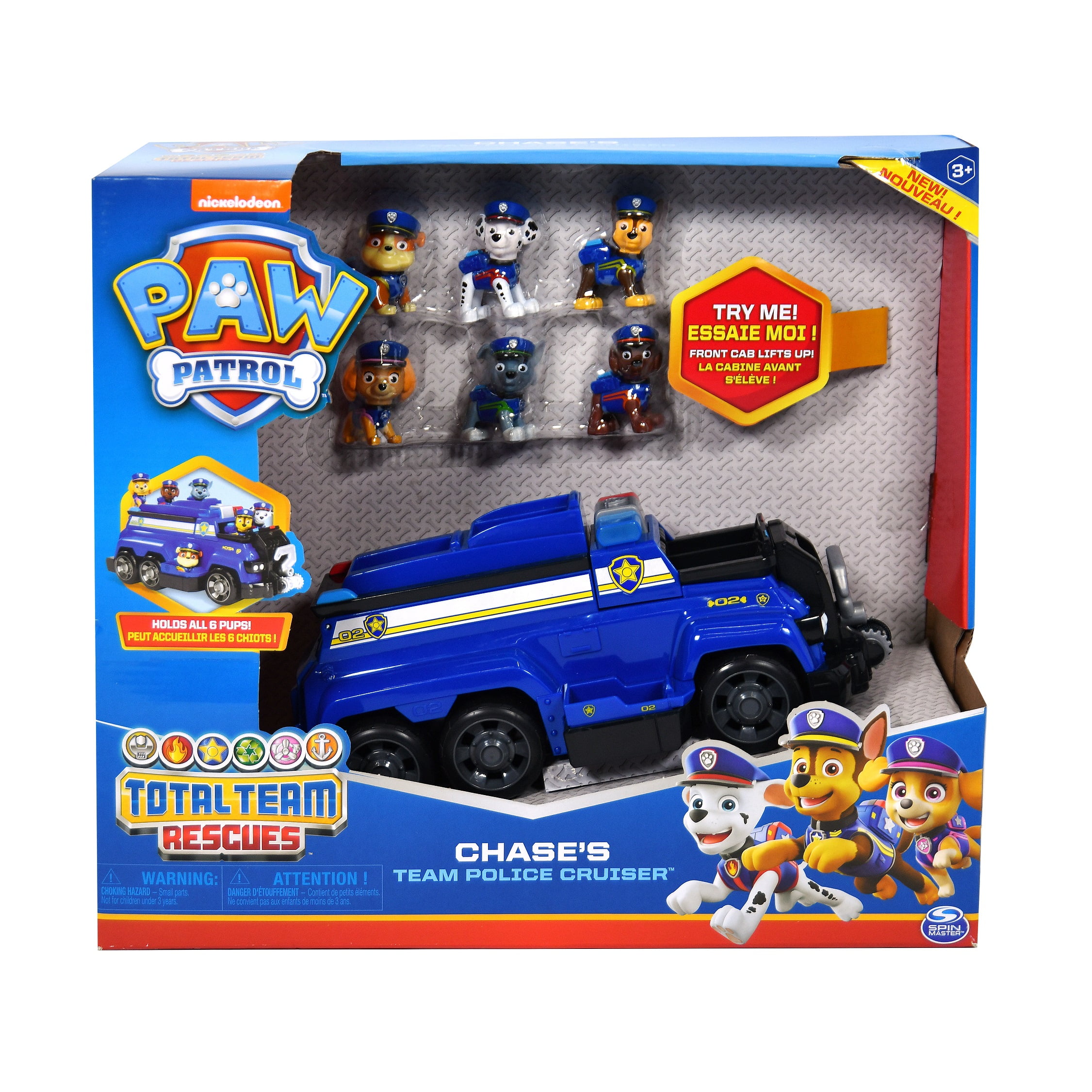 paw patrol police cruiser with 6 pups