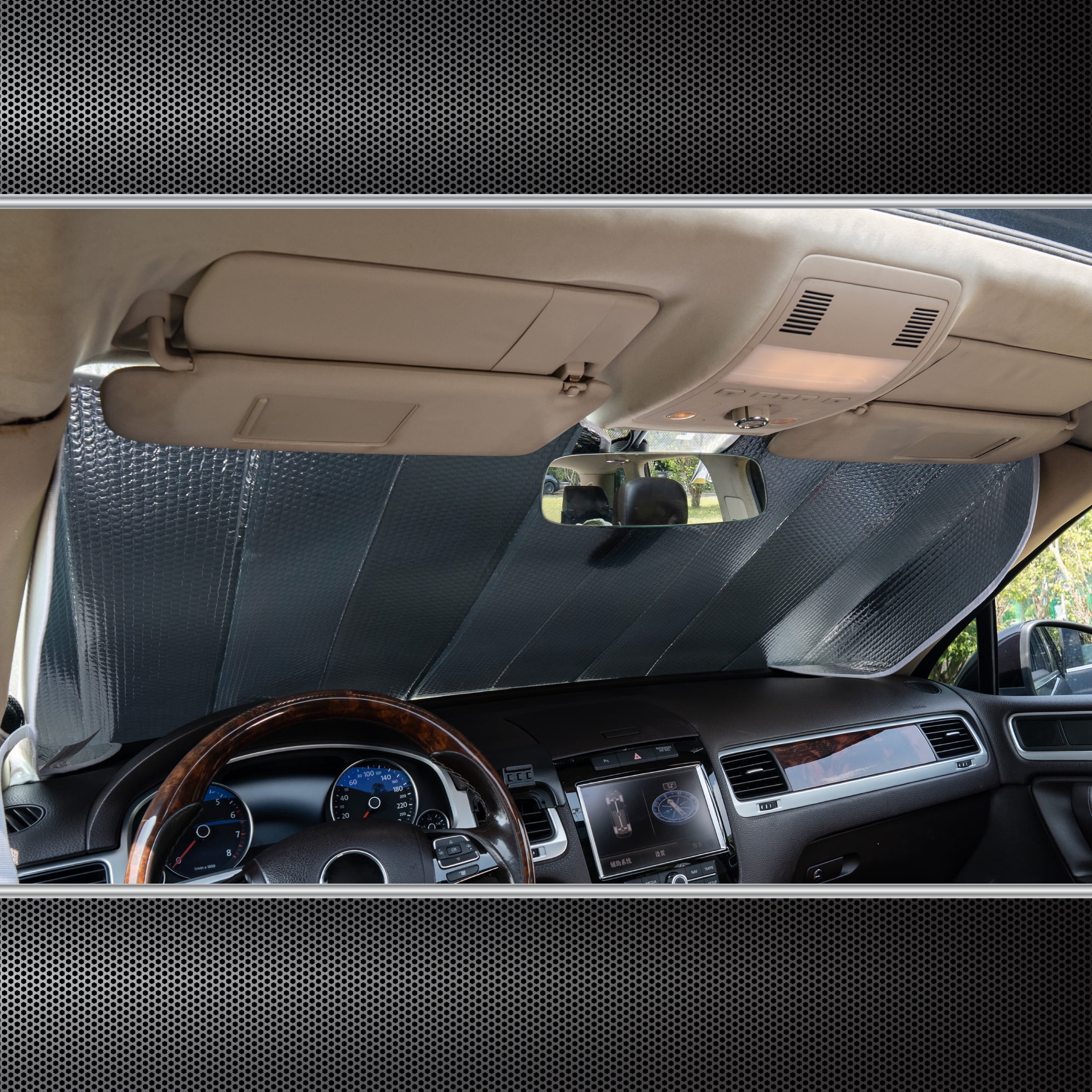 Auto Drive Universal Holographic Glitter Accordion Sunshade  1pack 63X28.5"