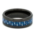 thumbnail image 3 of MJ Metals Jewelry Black Plated Tungsten Carbide 8mm Blue&White Carbon Fiber Inlay Ring Size 10, 3 of 6