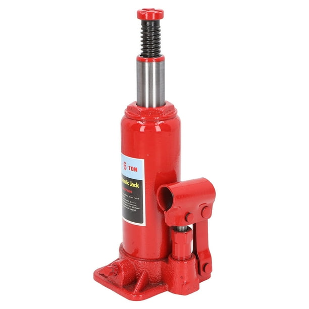 Gato De Botella Para Automóvil, Válvula De Liberación Forjada Cruzada De Color Rojo Gato De Botella Hidráulico Ram De Acero Endurecido De Doble Etapa Resistente Para Talleres