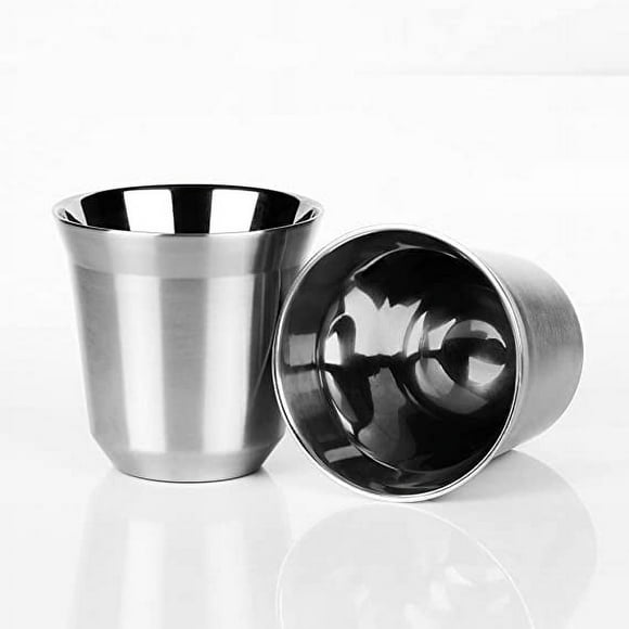 80mL (2.7 Ounce) Stainless Steel Espresso Cups - 2 Pack Double Wall Insulated Cups Demitasse Cups Coffee Cup For Drinking, Drinking Coffee, Drinking