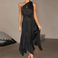 thumbnail image 4 of Vestido Largo De Verano Para Mujer Vestidos de fiesta de cóctel Vestido de satén de un hombro con cinturón Traje de diario de corte holgado Cgtredaw Para estrenar, 4 of 5