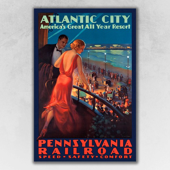 homeroots home decor 394254 20" x 30" Vintage 1935 Atlantic City Travel Poster Wall Art