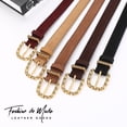 thumbnail image 2 of Athosline Mens Reversible Leather Belt, 35mm,One Belt Reverse For 2 Sides, Light Brown+Dark Brown,130cm,Recortable, 2 of 8