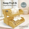 Bamboo 2 Tier Fruit & Vegetable Basket with Banana Hook for Kitchen