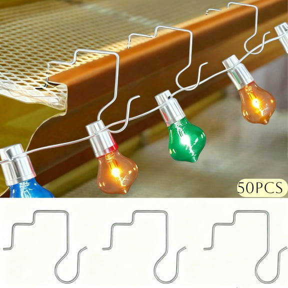 50Pcs Gutter Clips for Hanging Outdoor Lights, Stainless Steel Gutter Guards Christmas Light Hooks Clips, Gutter Hooks for Outdoor Christmas Lights (Silver)