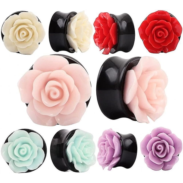 10 piezas de joyería de perforación de cuerpo de túnel de expansión de oreja de flor de rosa de 10 mm kaili Sencillez