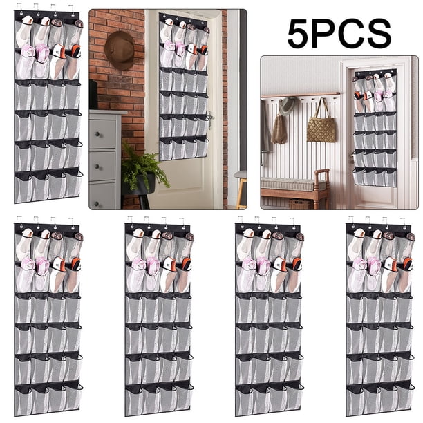 Pared para El Almacenamiento Likrtyny 24 Bolsillos No Tejida Con 4 Ganchos Metal Multicolor 5 Uds