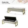 thumbnail image 4 of Tina's Home 55" Upholstered Storage Bench with Soft-Close Lid, Extra Deep Hidden Storage Ottoman with Metal Legs for Bedroom Entryway, Beige, 4 of 9