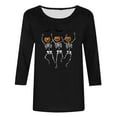 thumbnail image 4 of FAVIPT Womens Halloween Tops Cute Pumpkin Print Soft Blouses 3/4 Length Sleeve Round Neck Tops Casual Fall Basic Pullover Tees 2025 Black,XL, 4 of 4