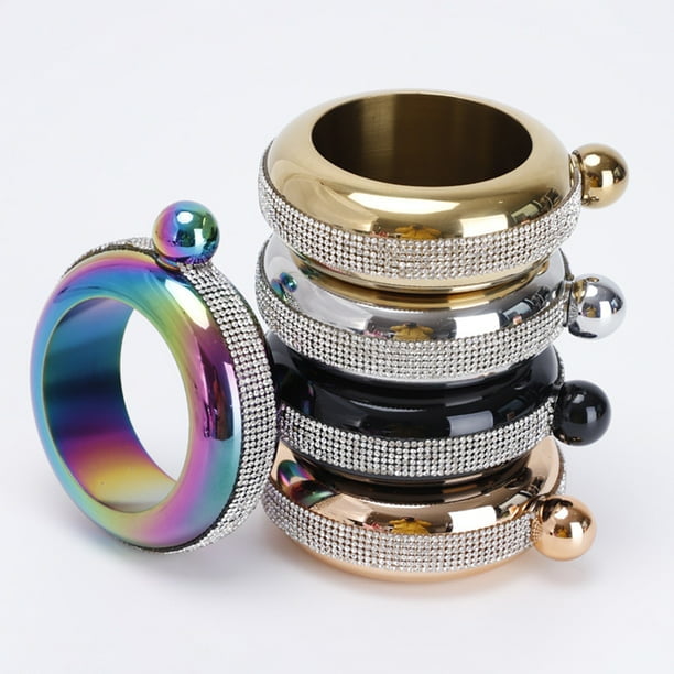 2 Pcs Bracelet Flask for Women，Handmade Crystal Lid Flask Funnel