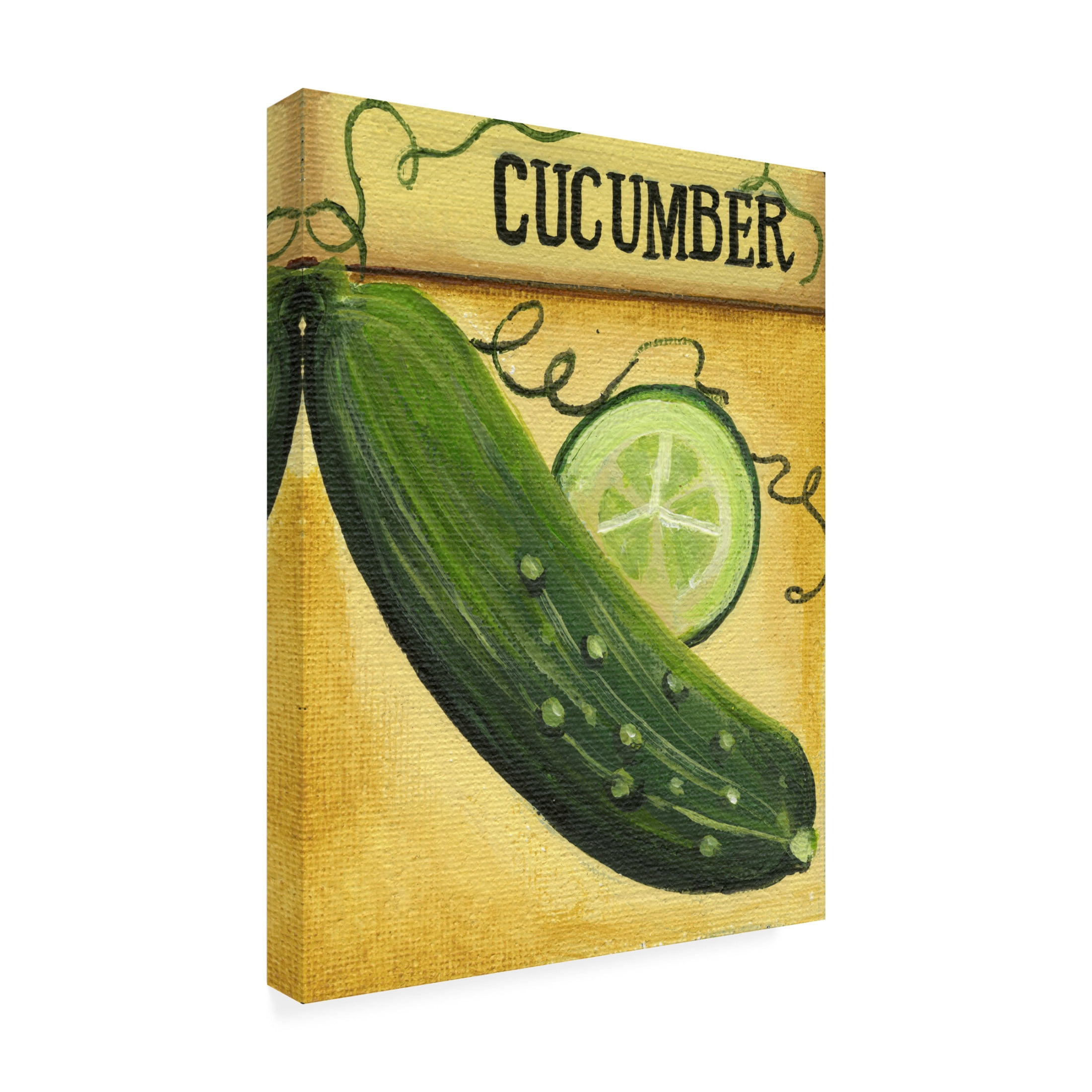 Canvas Wall Art - Debbi Wetzel 'Seed Packets 12 - Cucumber' Wall Art for Living Room, Bedroom, or Office Décor by Trademark Fine Art - 35 x 47 Inches
