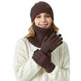 thumbnail image 2 of Glisme Hat Gloves Scarf Set Knitted Hat And Scarf 2 Piece Set Unisex Large Head Suitable For Thickened Winter Snowflake Warm Hat For Outdoor Cycling Coffee, 2 of 4