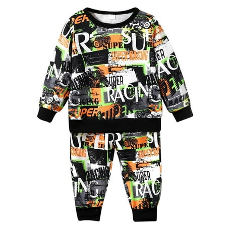 

Boys Spring Autumn Letter Printed Long Sleeve Top Printed Trousers Pants Two Piece Set Suspender Pant Set Toddler Boys Winter Outfit Youth Track Set Baby Boy Clothes Dinosaur 3 Piece Set Gab Baby Boy