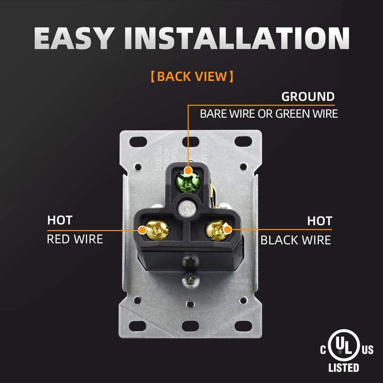 Mingzhe NEMA 6-50R Heavy Duty Receptacle – 50A Galvanized Steel Outlet For Welders, Dryers & Ranges